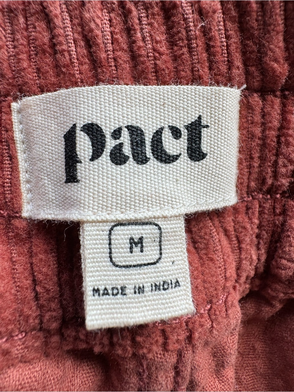 Pact Organic Cotton Whale Corduroy Wide Leg Slant Pocket Pants in Rust Size M - Picture 6 of 12